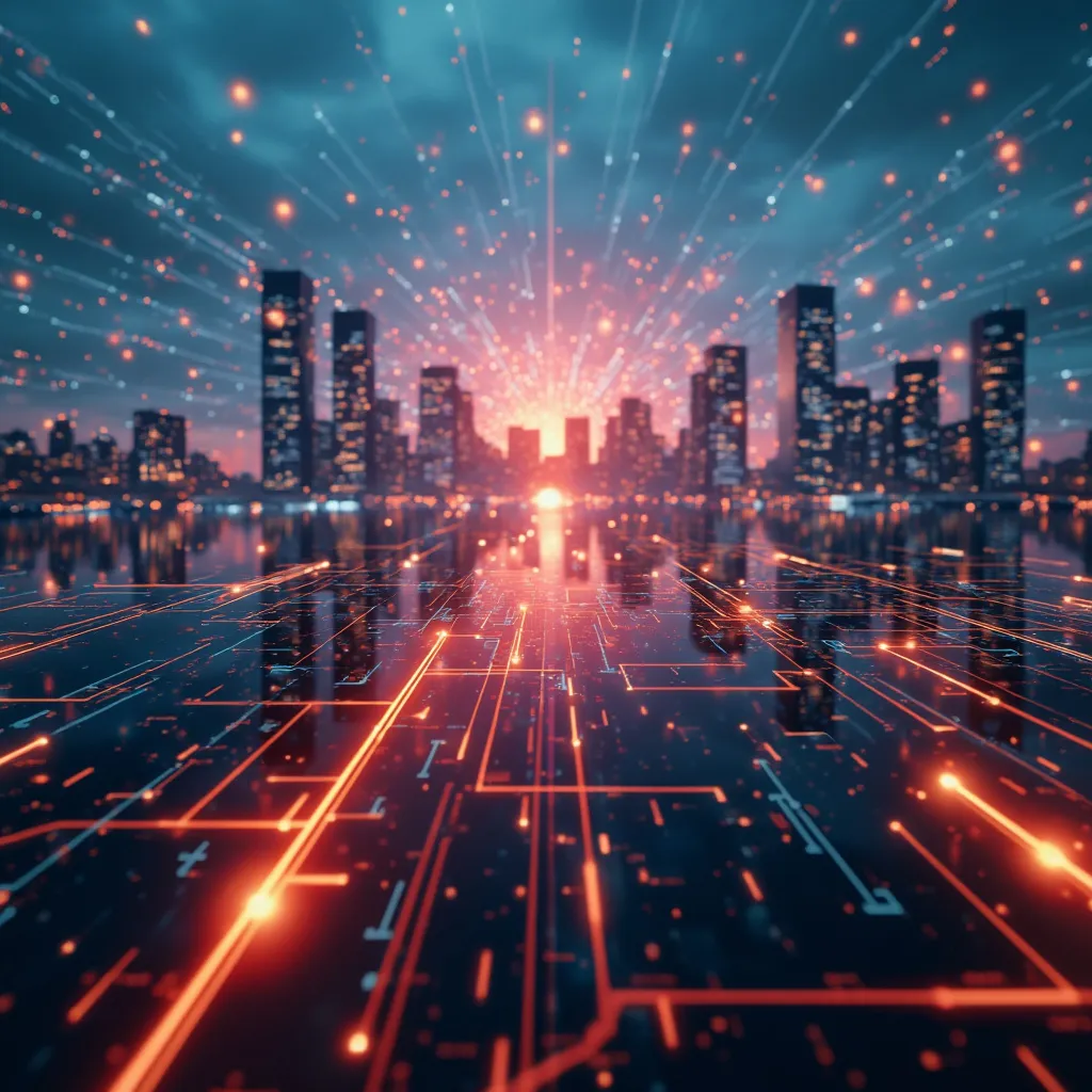 Paisaje urbano futurista simbolizando la visión estratégica a largo plazo